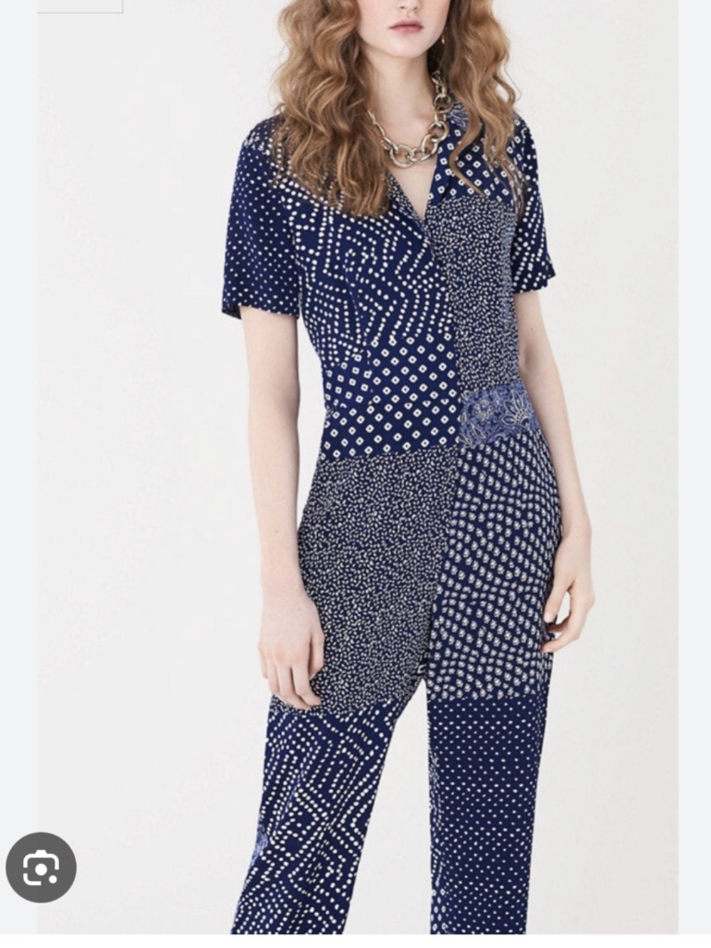 Diane Von Furstenberg Navy and White Lucy Jumpsuit